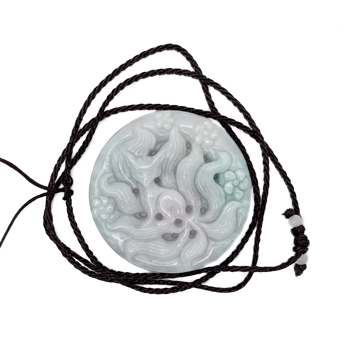 Certified Light Green Purple Natural A Jade Jadeite China Style Pendant Fox - Image 2