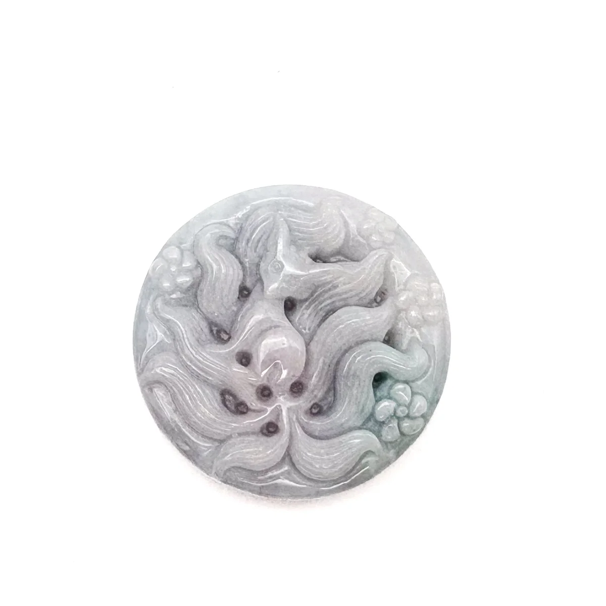 Certified Light Green Purple Natural A Jade Jadeite China Style Pendant Fox - Image 3