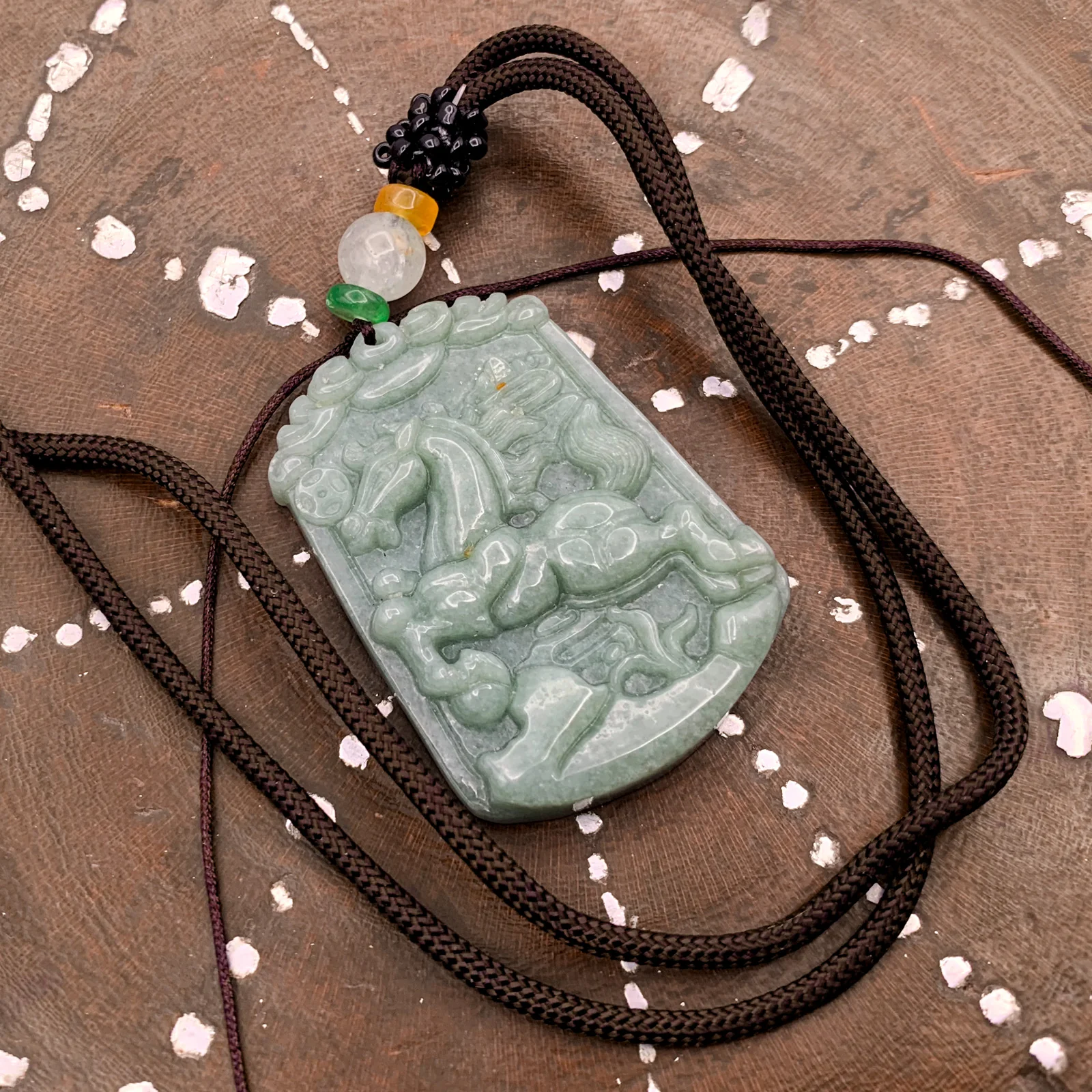 Certified Natural A Jade Jadeite Pendant Horse Coin Necklace - Image 3