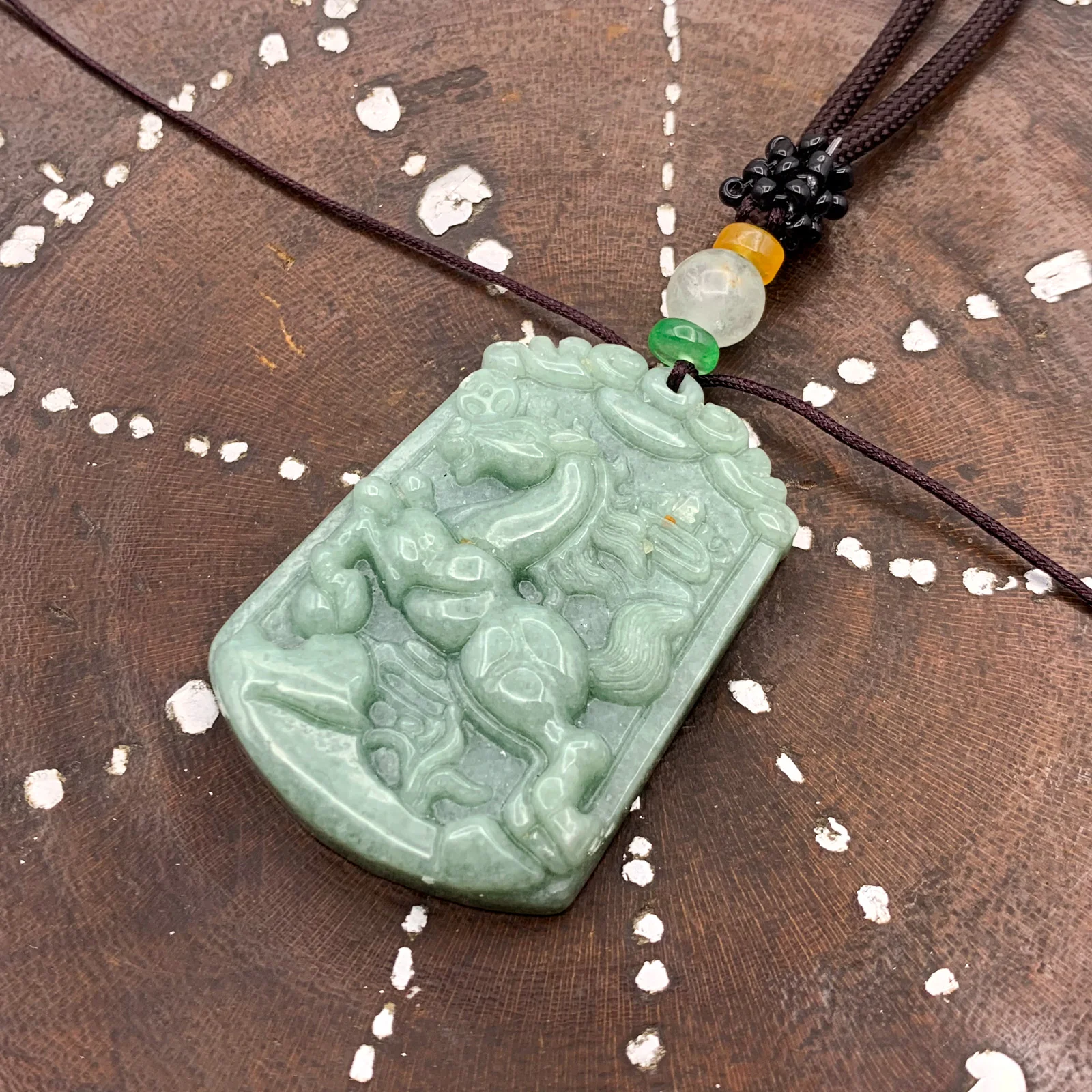 Certified Natural A Jade Jadeite Pendant Horse Coin Necklace - Image 4