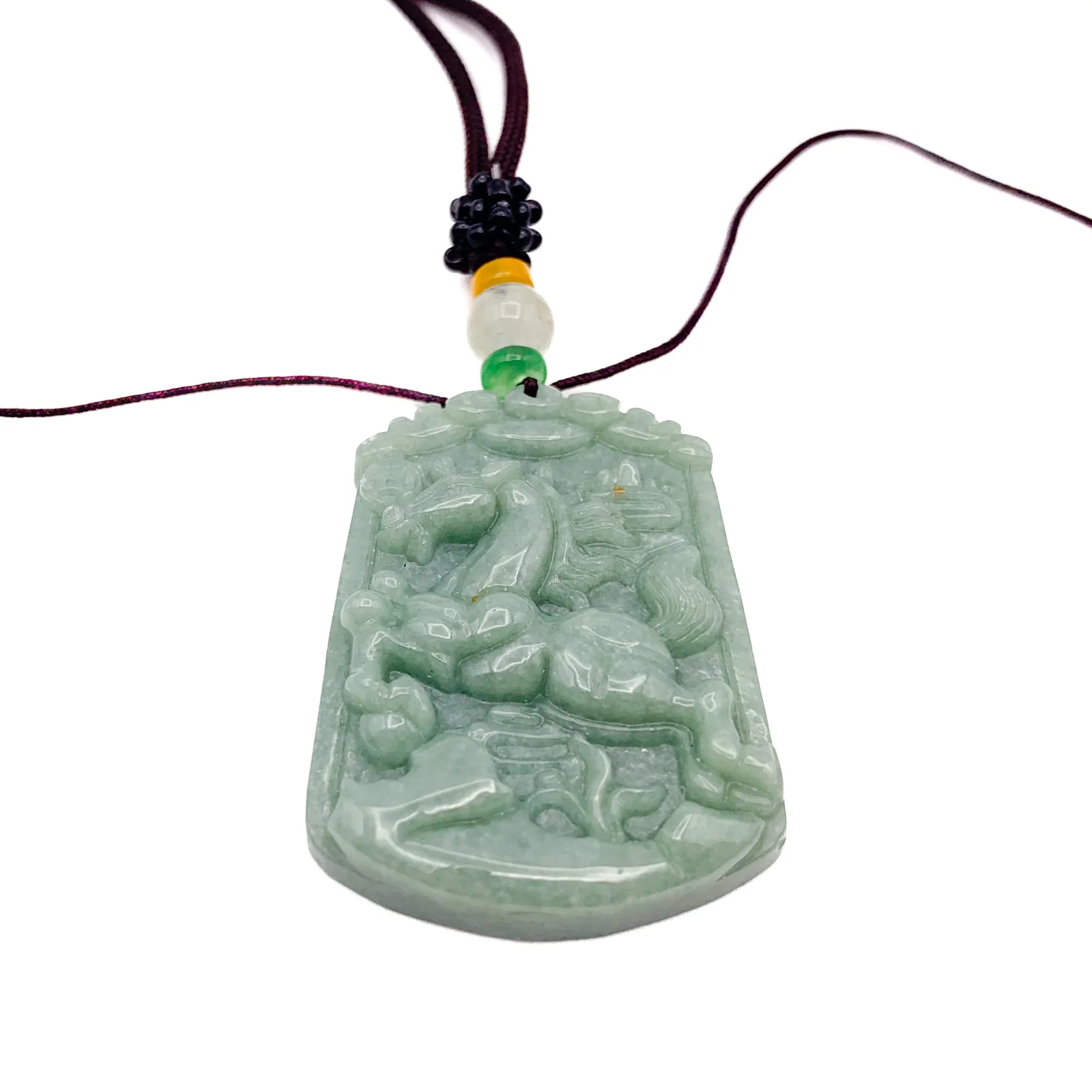 Certified Natural A Jade Jadeite Pendant Horse Coin Necklace - Image 5