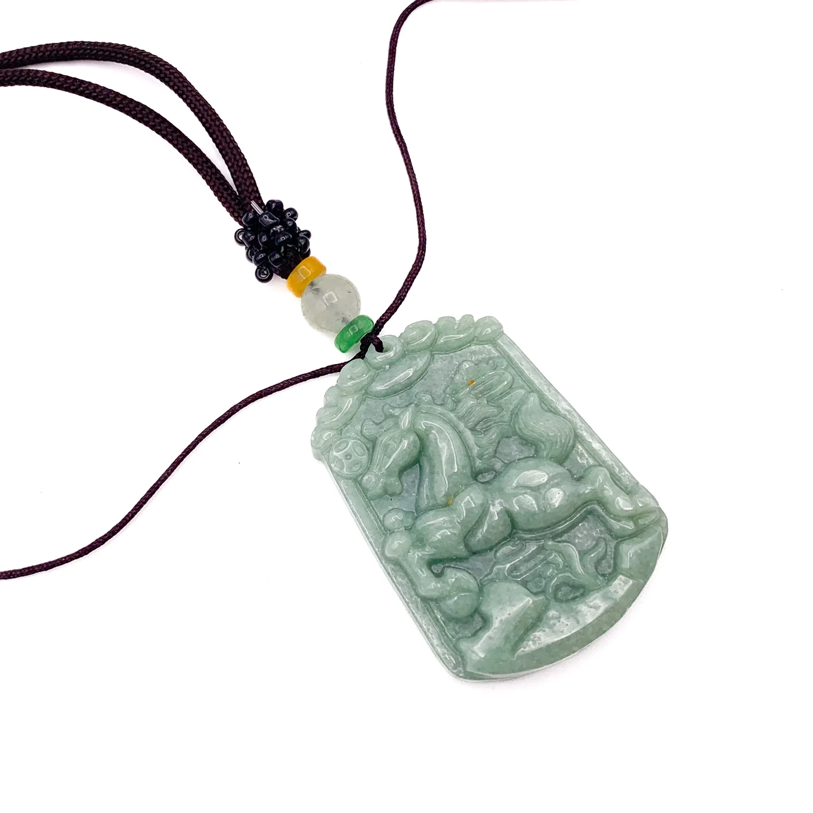 Certified Natural A Jade Jadeite Pendant Horse Coin Necklace - Image 7