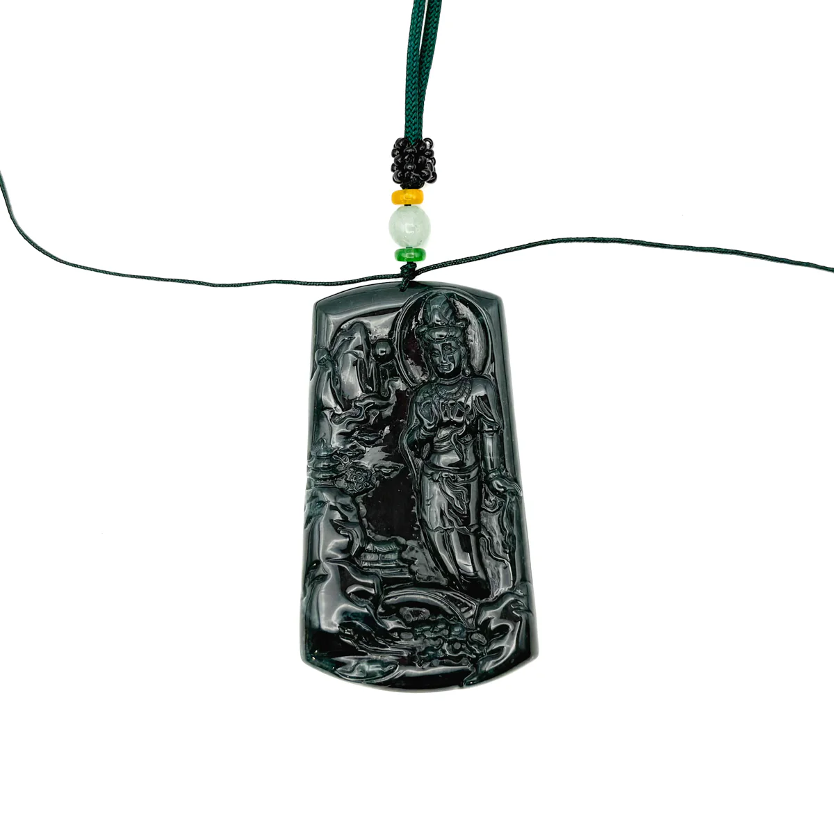 Certified Natural A Jade Jadeite Pendant Landscape Painting Kwan Yin Necklace - Image 2