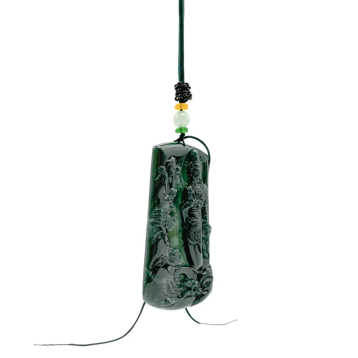 Certified Natural A Jade Jadeite Pendant Landscape Painting Kwan Yin Necklace - Image 4