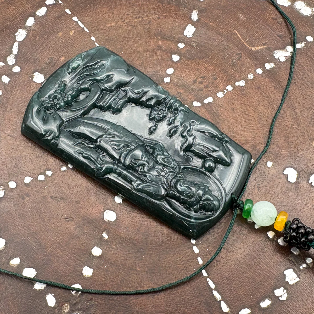 Certified Natural A Jade Jadeite Pendant Landscape Painting Kwan Yin Necklace - Image 7