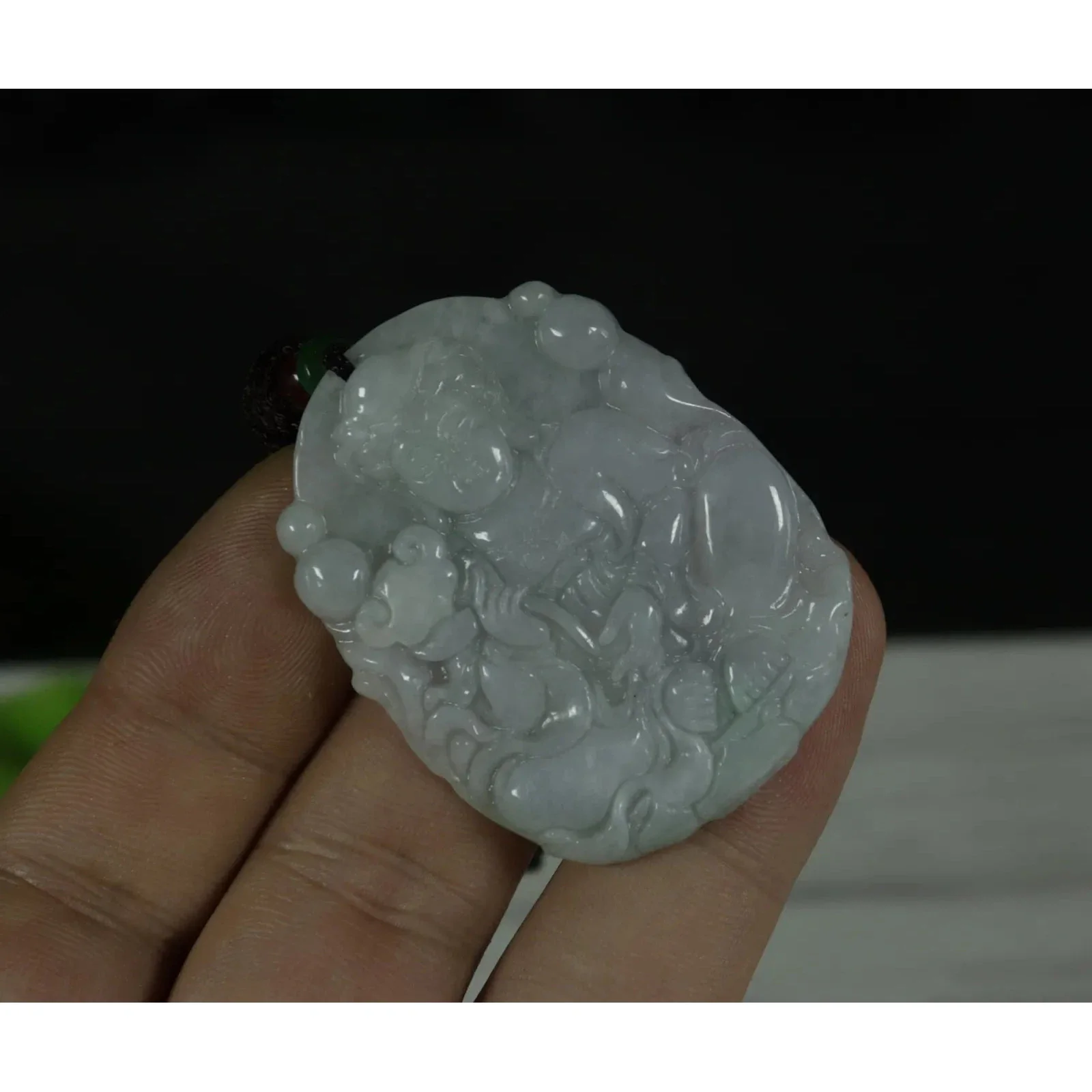 Certified Natural Genuine Type A Jadeite Jade Pendant Guanyin Ruyi - Image 3