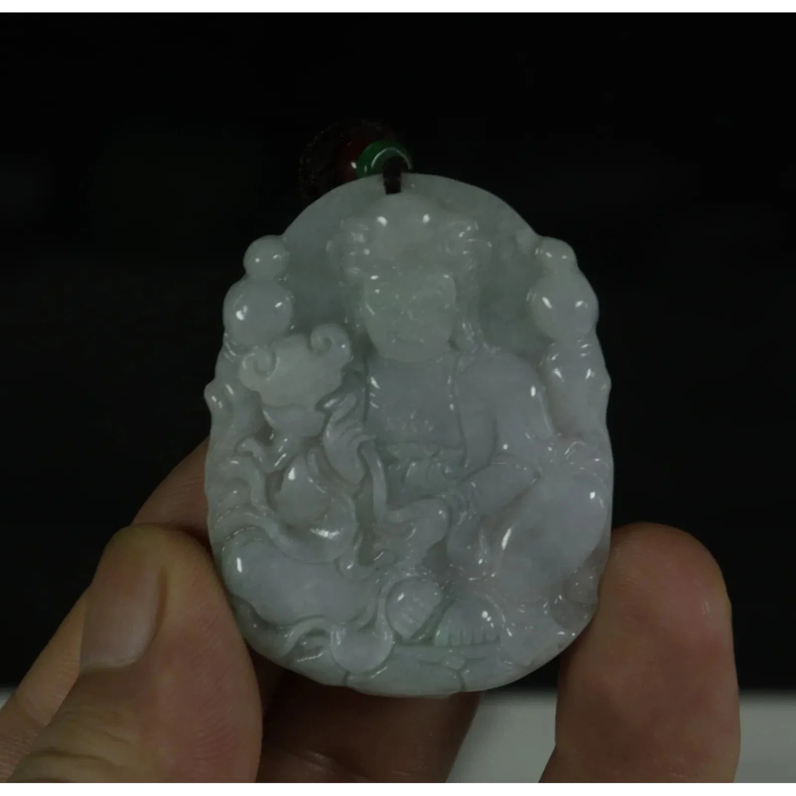 Certified Natural Genuine Type A Jadeite Jade Pendant Guanyin Ruyi - Image 4