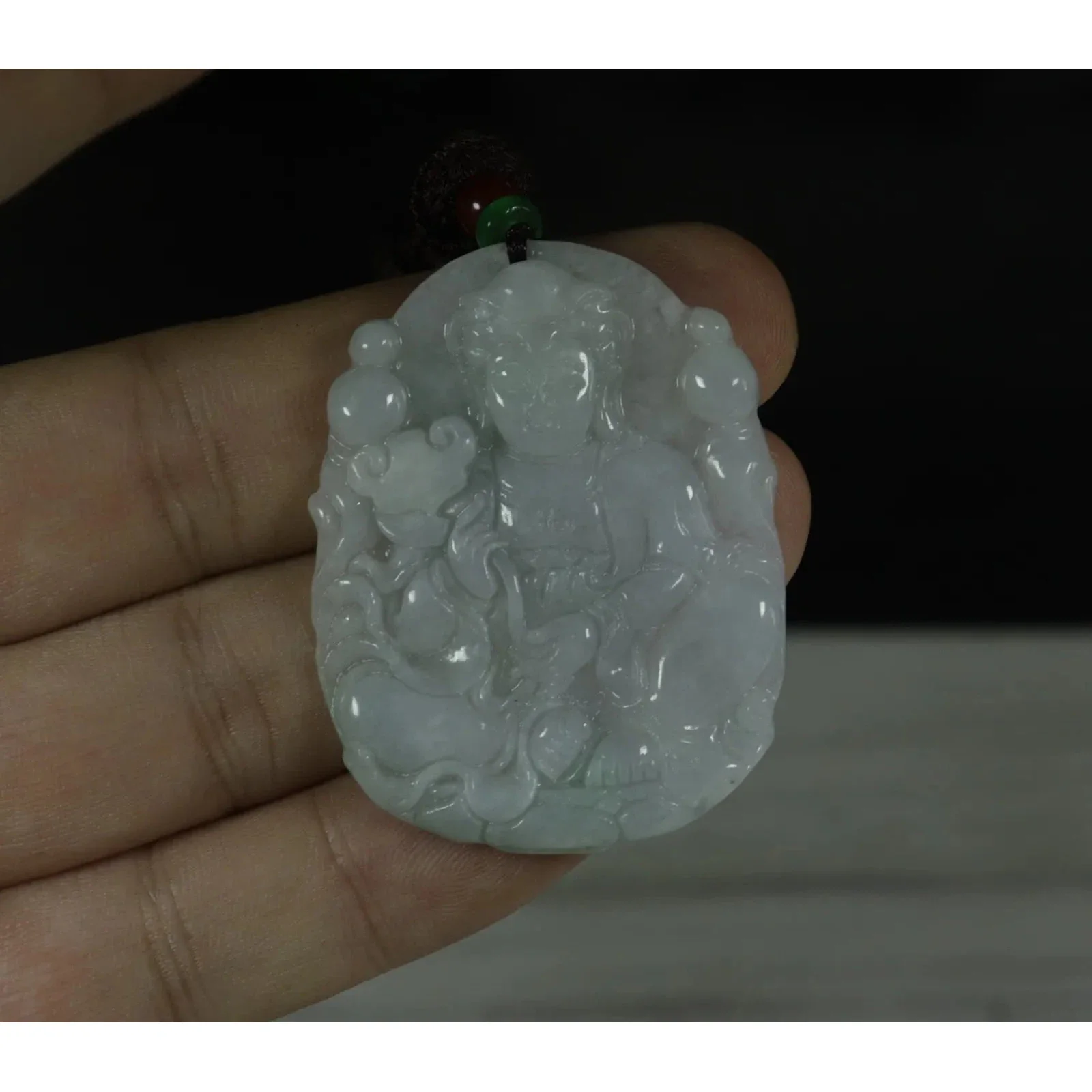 Certified Natural Genuine Type A Jadeite Jade Pendant Guanyin Ruyi - Image 6