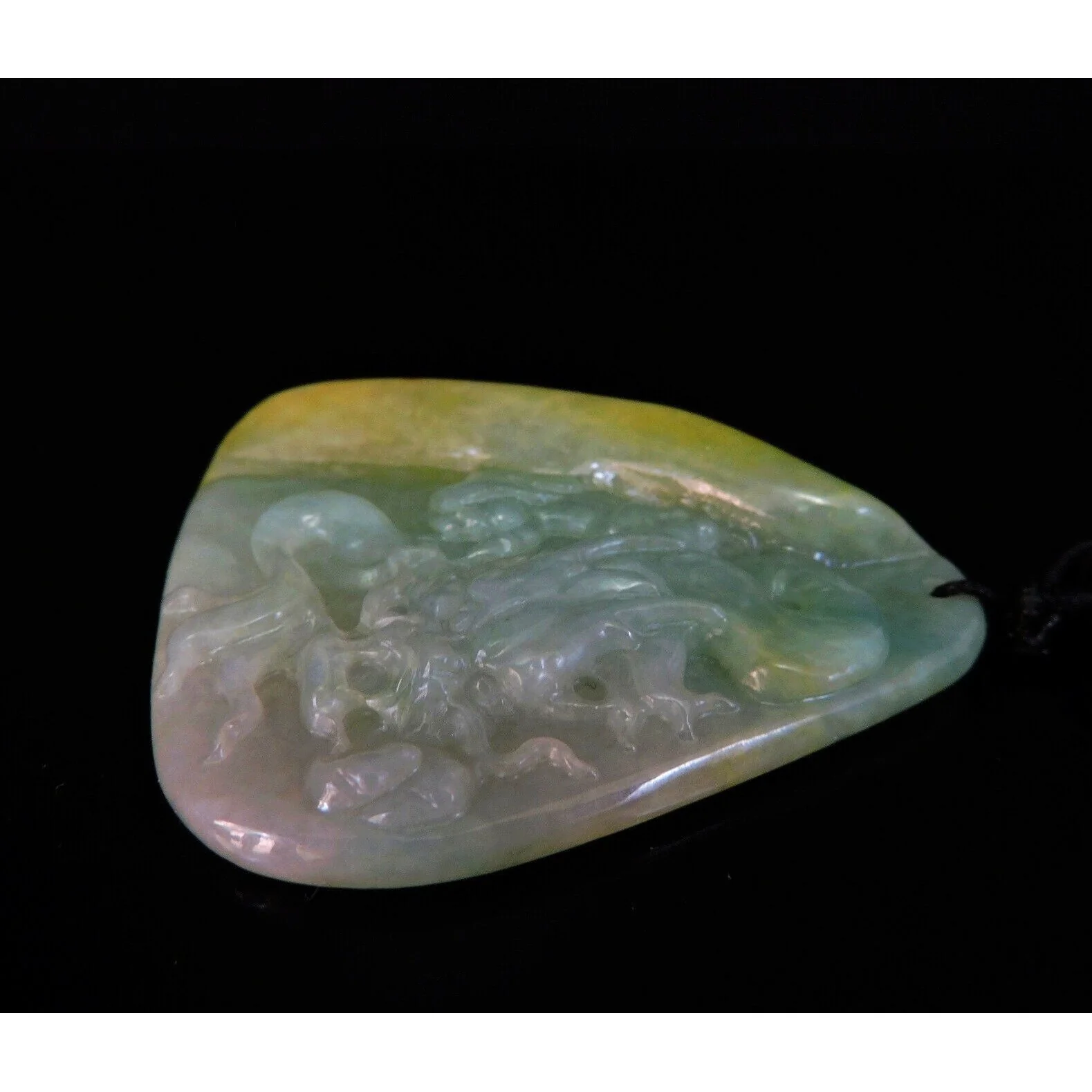 Certified Natural Hand-Carved A Jadeite Jade Pendant Necklace Dragon - Image 5