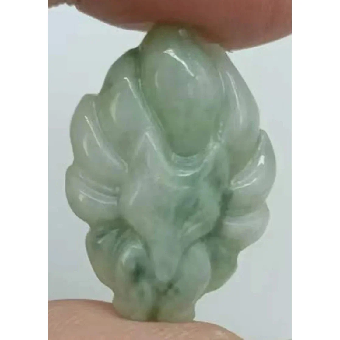 Certified Natural Light Green/Oil Green A Jade Jadeite Fox Jade Pendant - Image 2