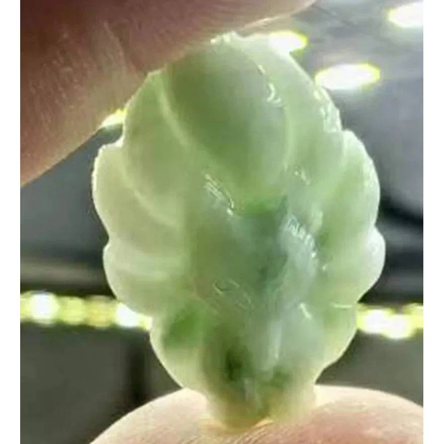 Certified Natural Light Green/Oil Green A Jade Jadeite Fox Jade Pendant - Image 3