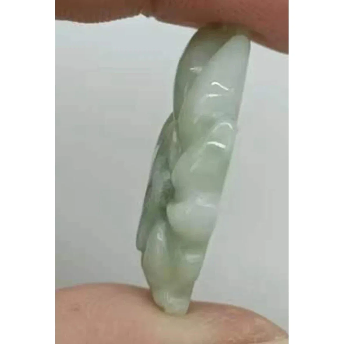 Certified Natural Light Green/Oil Green A Jade Jadeite Fox Jade Pendant - Image 4