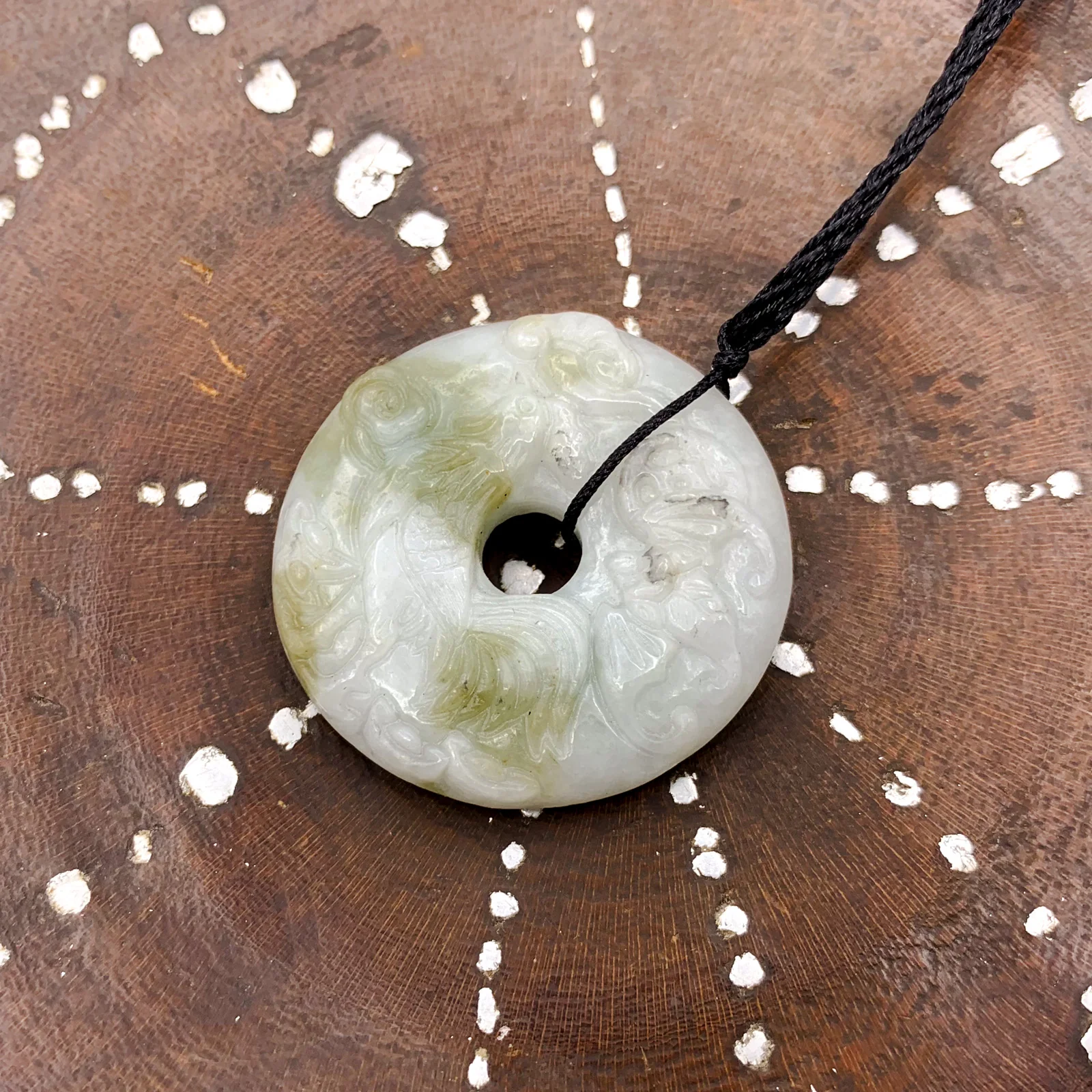 Certified Natural Type A Jade Jadeite Carved Rooster Cock Hen Ruyi  Pendant Necklace - Image 3