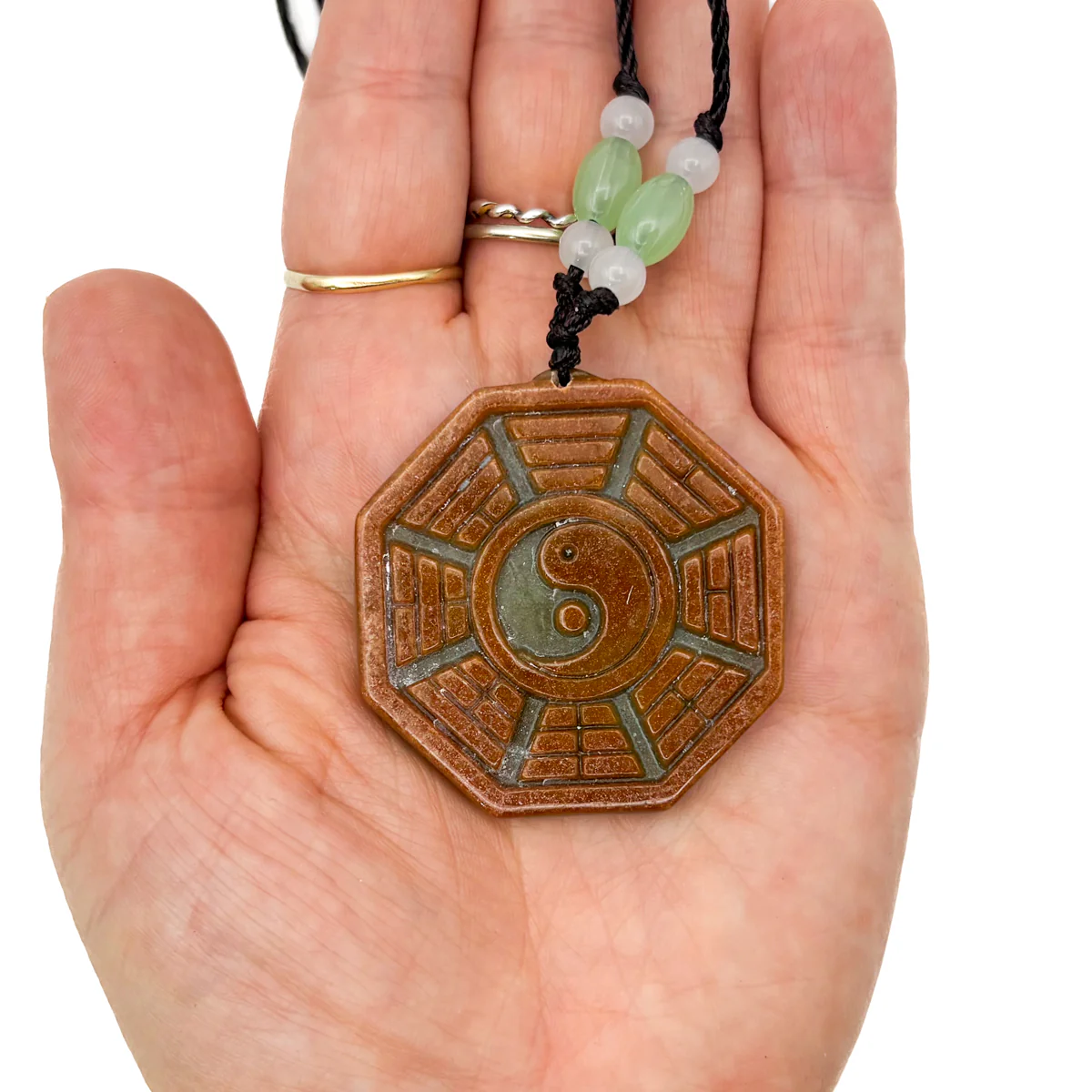Certified Orange Green Natural A Jade Jadeite 8 Eight Diagram Feng Shui Pendant - Image 10