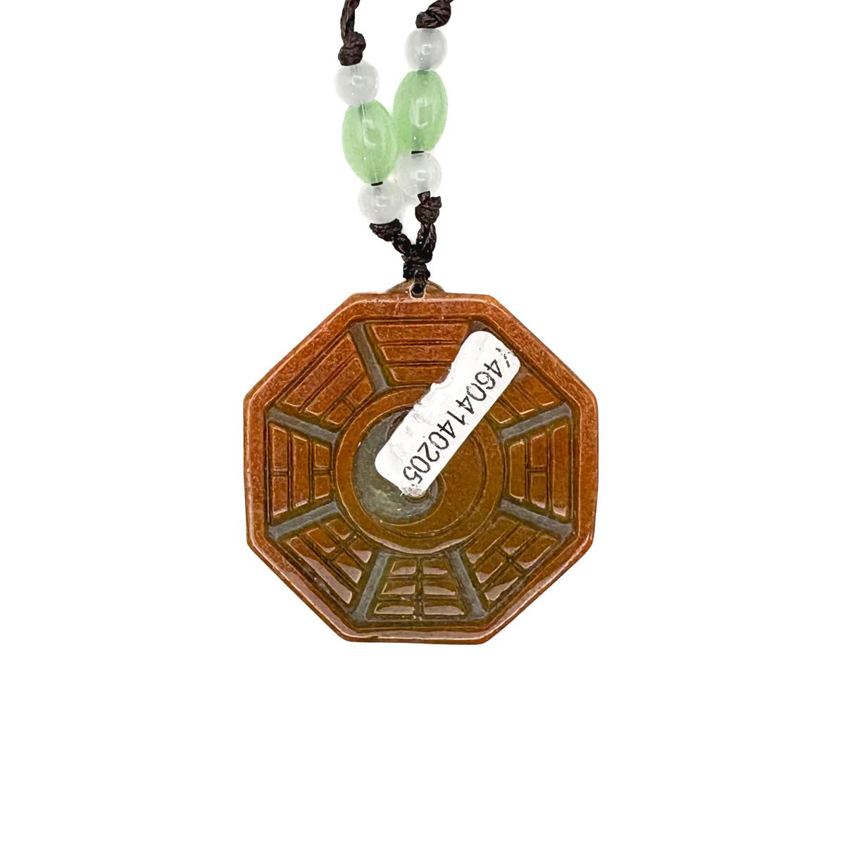 Certified Orange Green Natural A Jade Jadeite 8 Eight Diagram Feng Shui Pendant - Image 12