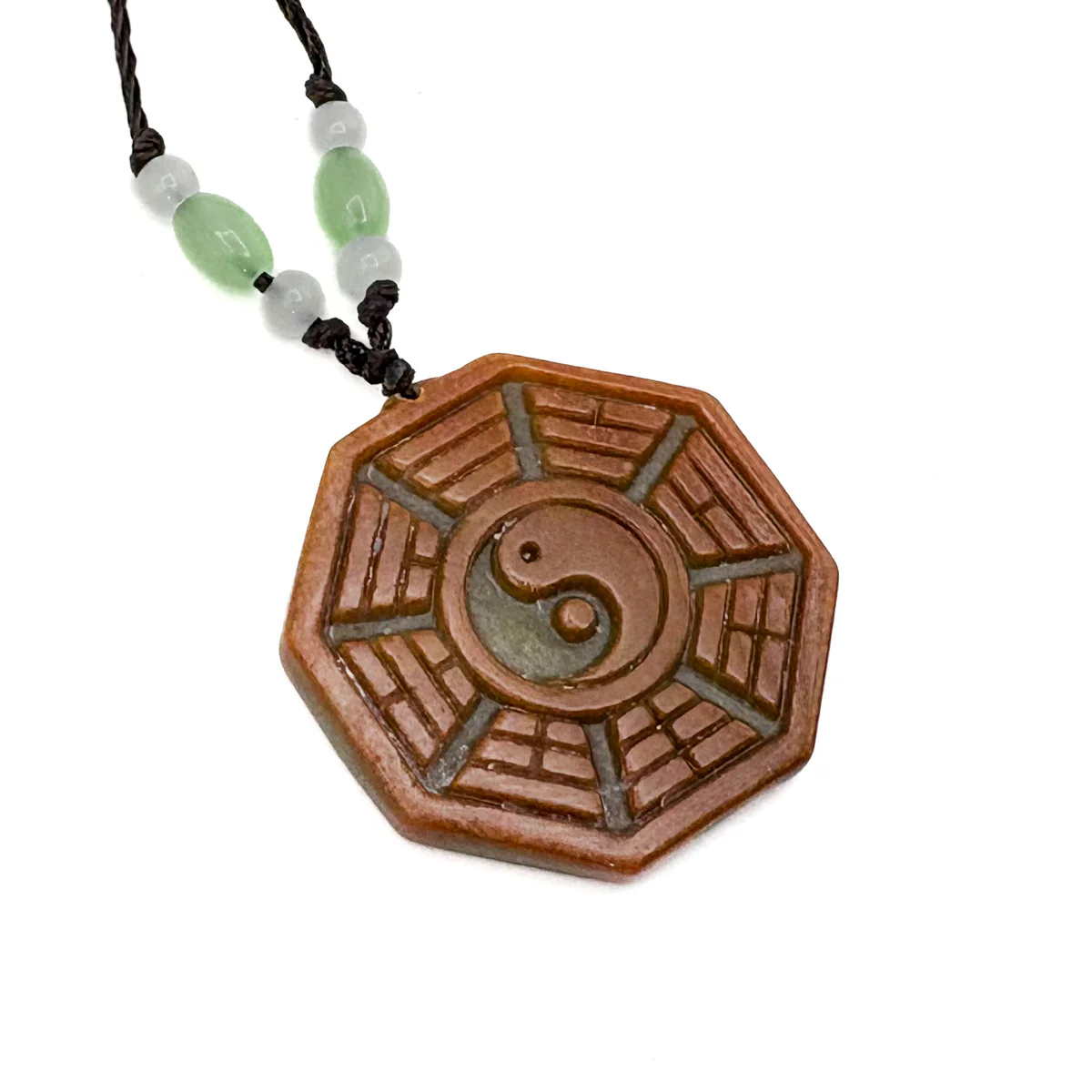 Certified Orange Green Natural A Jade Jadeite 8 Eight Diagram Feng Shui Pendant - Image 2
