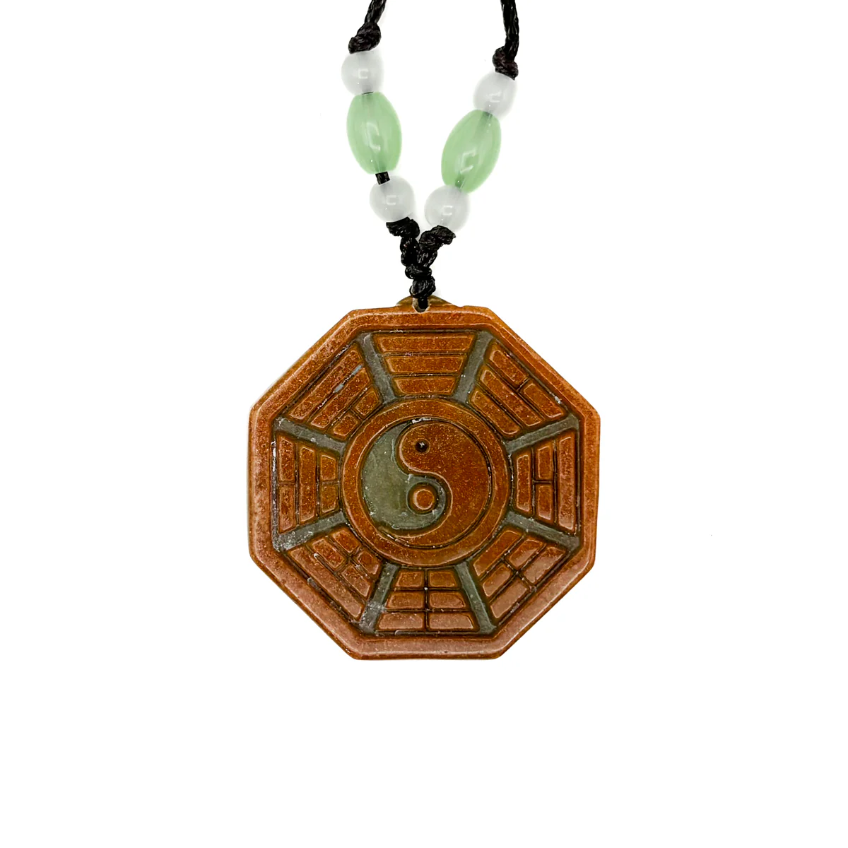 Certified Orange Green Natural A Jade Jadeite 8 Eight Diagram Feng Shui Pendant - Image 4