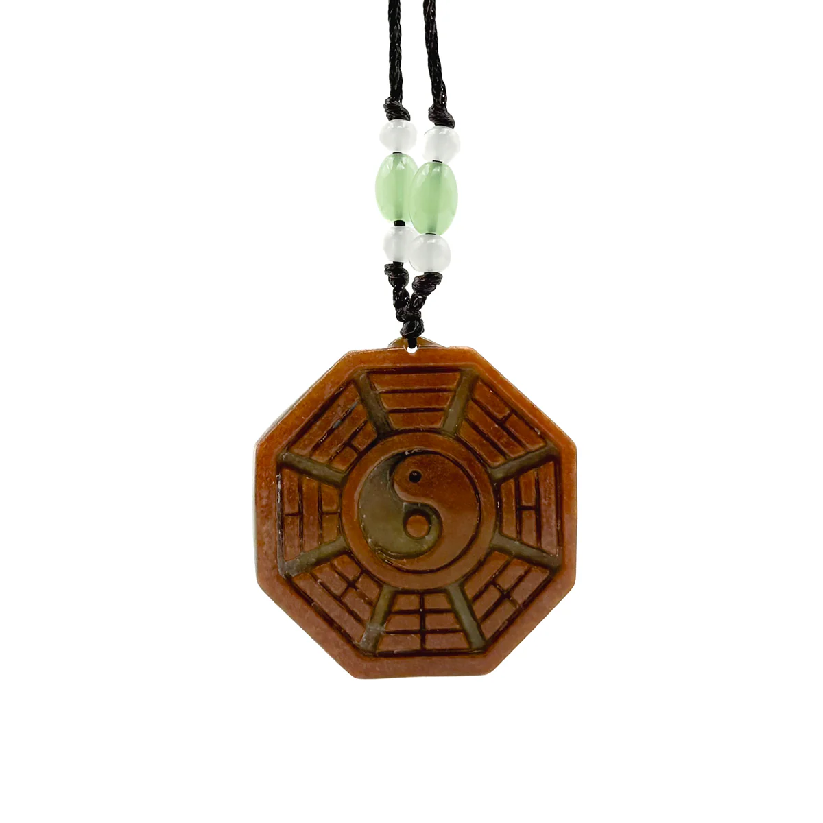 Certified Orange Green Natural A Jade Jadeite 8 Eight Diagram Feng Shui Pendant - Image 6