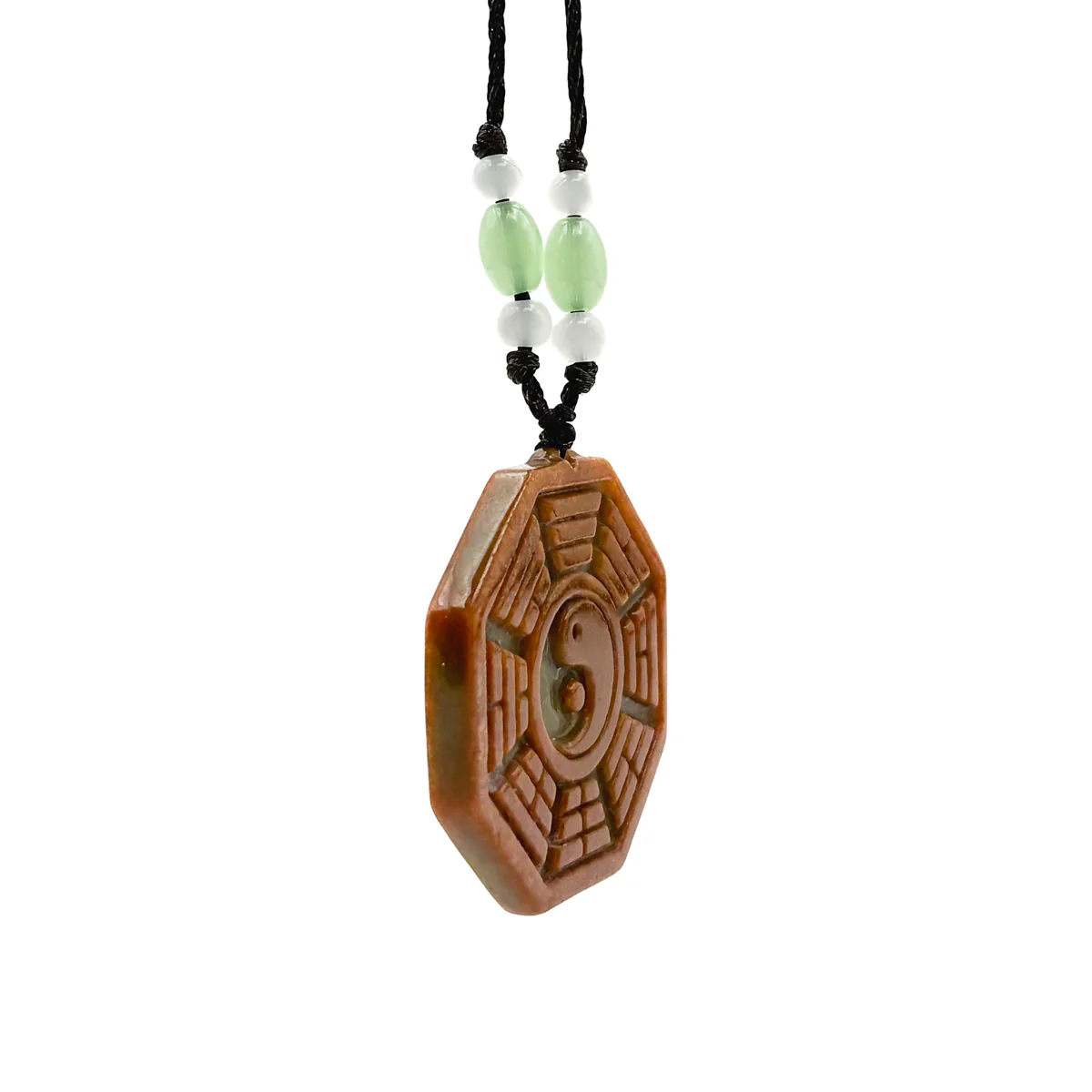Certified Orange Green Natural A Jade Jadeite 8 Eight Diagram Feng Shui Pendant - Image 7