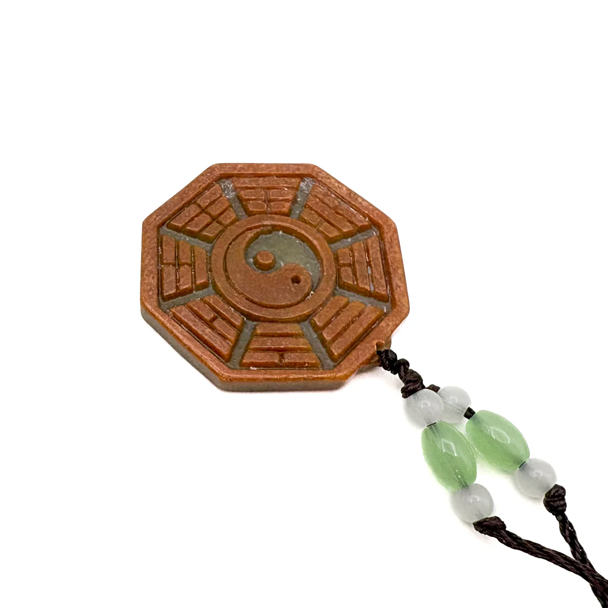 Certified Orange Green Natural A Jade Jadeite 8 Eight Diagram Feng Shui Pendant - Image 8