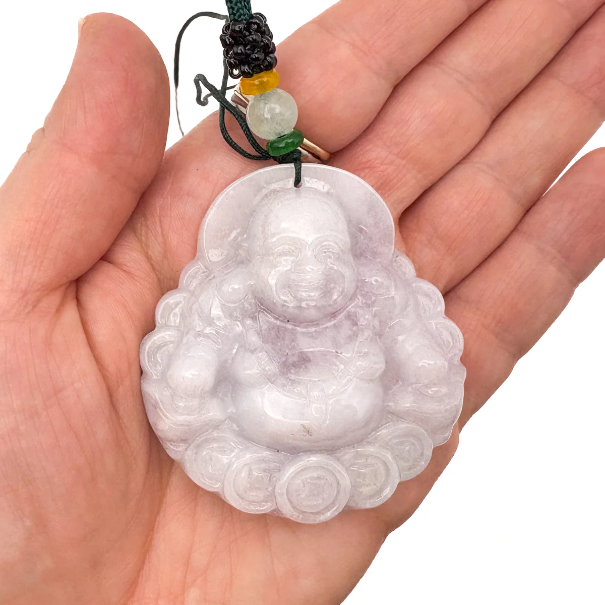 Certified Purple Burma Natural A Jade Jadeite Pendant Buddha God Coin Necklace - Image 15