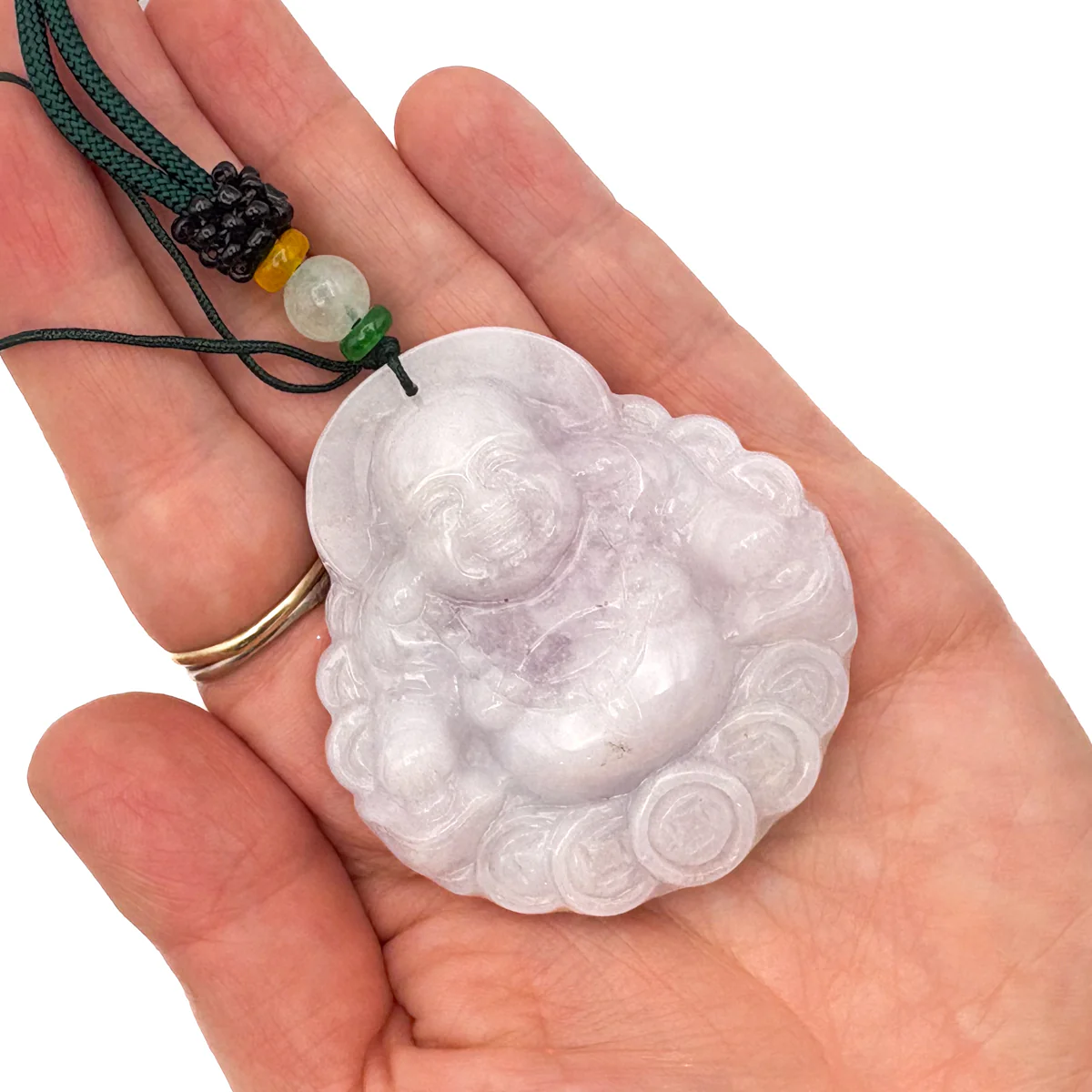 Certified Purple Burma Natural A Jade Jadeite Pendant Buddha God Coin Necklace - Image 16