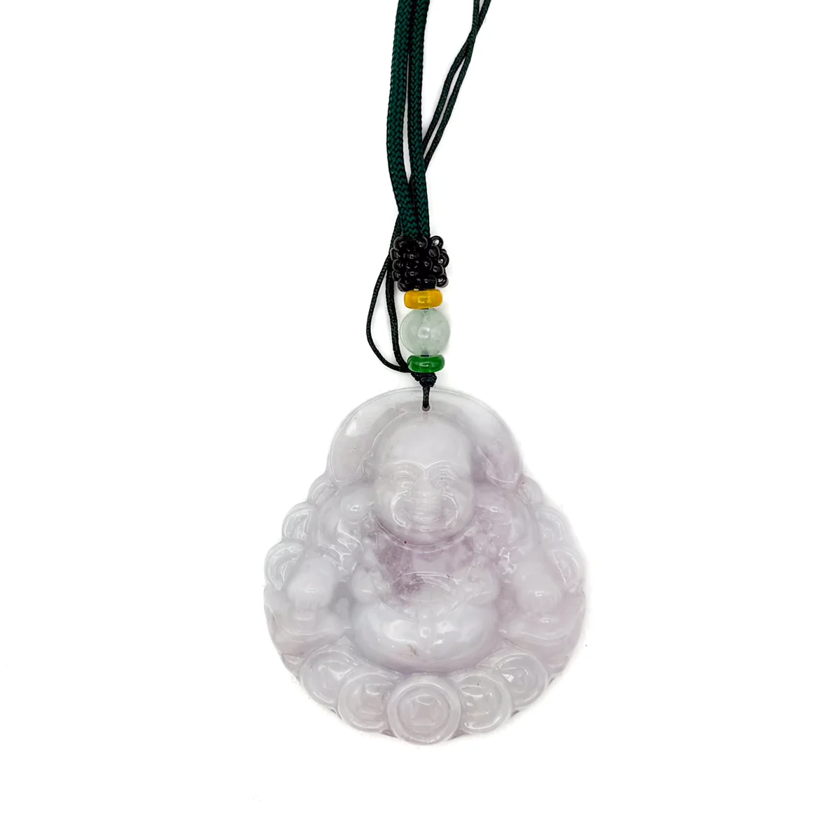 Certified Purple Burma Natural A Jade Jadeite Pendant Buddha God Coin Necklace - Image 2