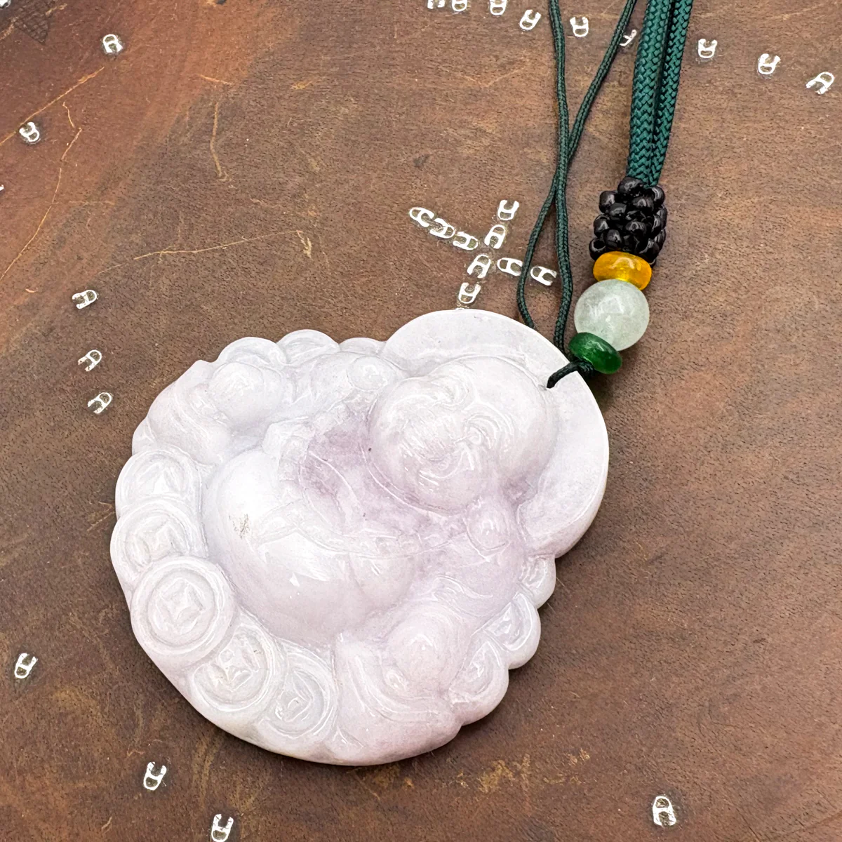Certified Purple Burma Natural A Jade Jadeite Pendant Buddha God Coin Necklace - Image 3