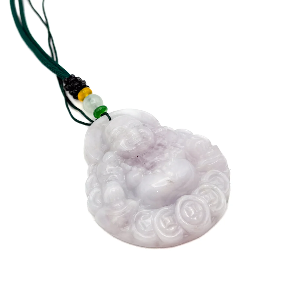 Certified Purple Burma Natural A Jade Jadeite Pendant Buddha God Coin Necklace - Image 4
