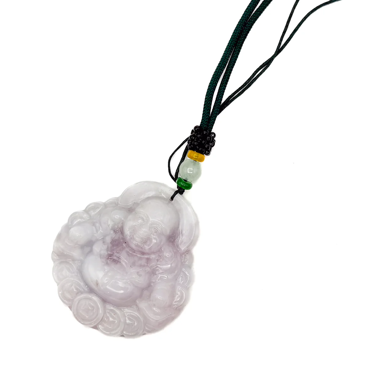 Certified Purple Burma Natural A Jade Jadeite Pendant Buddha God Coin Necklace - Image 5