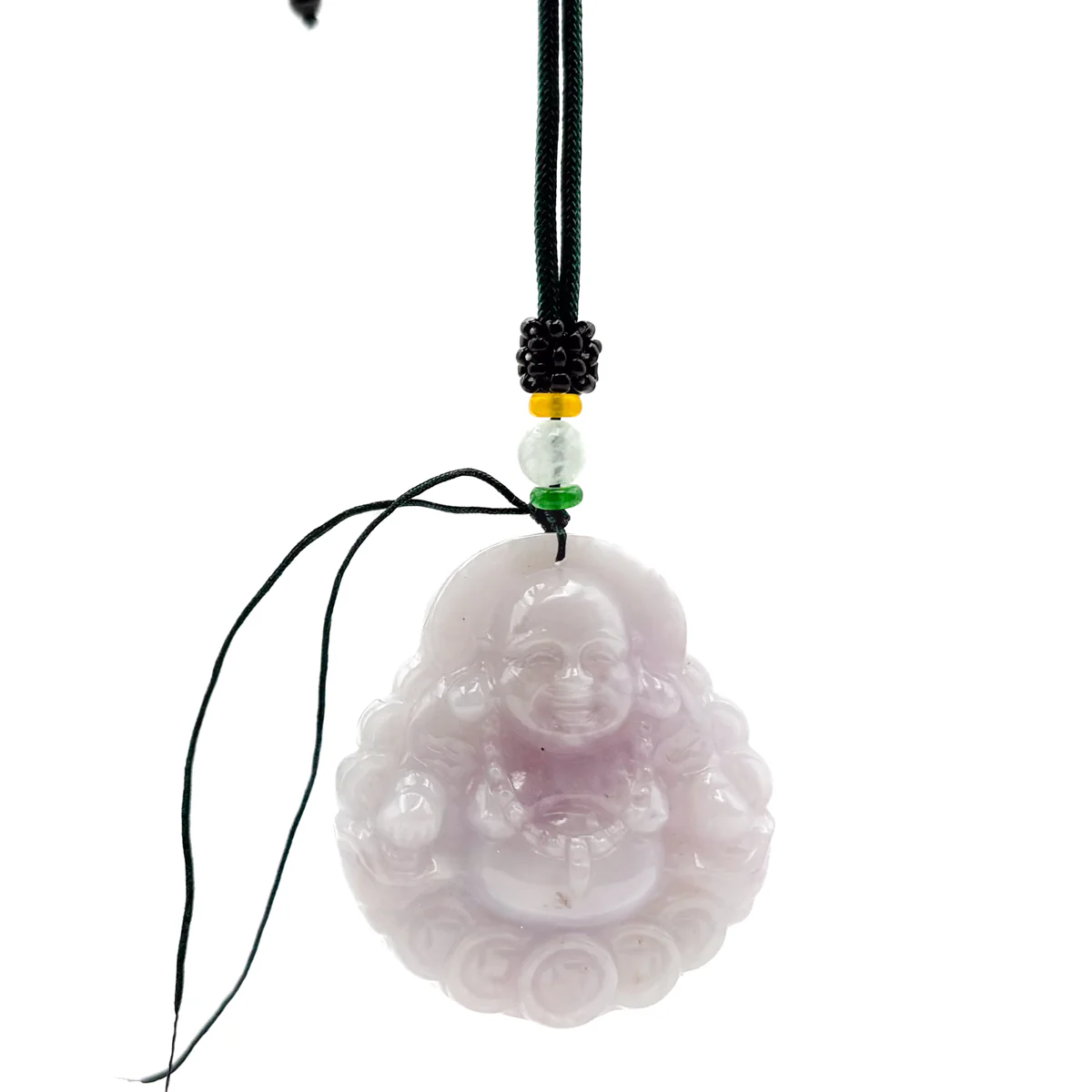 Certified Purple Burma Natural A Jade Jadeite Pendant Buddha God Coin Necklace - Image 9