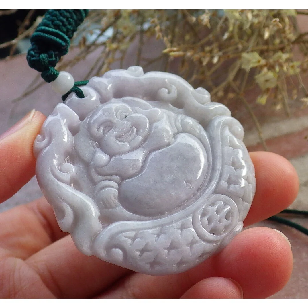 Certified Purple Burma Natural A Jade Jadeite Pendant Buddha God Dragon - Image 3