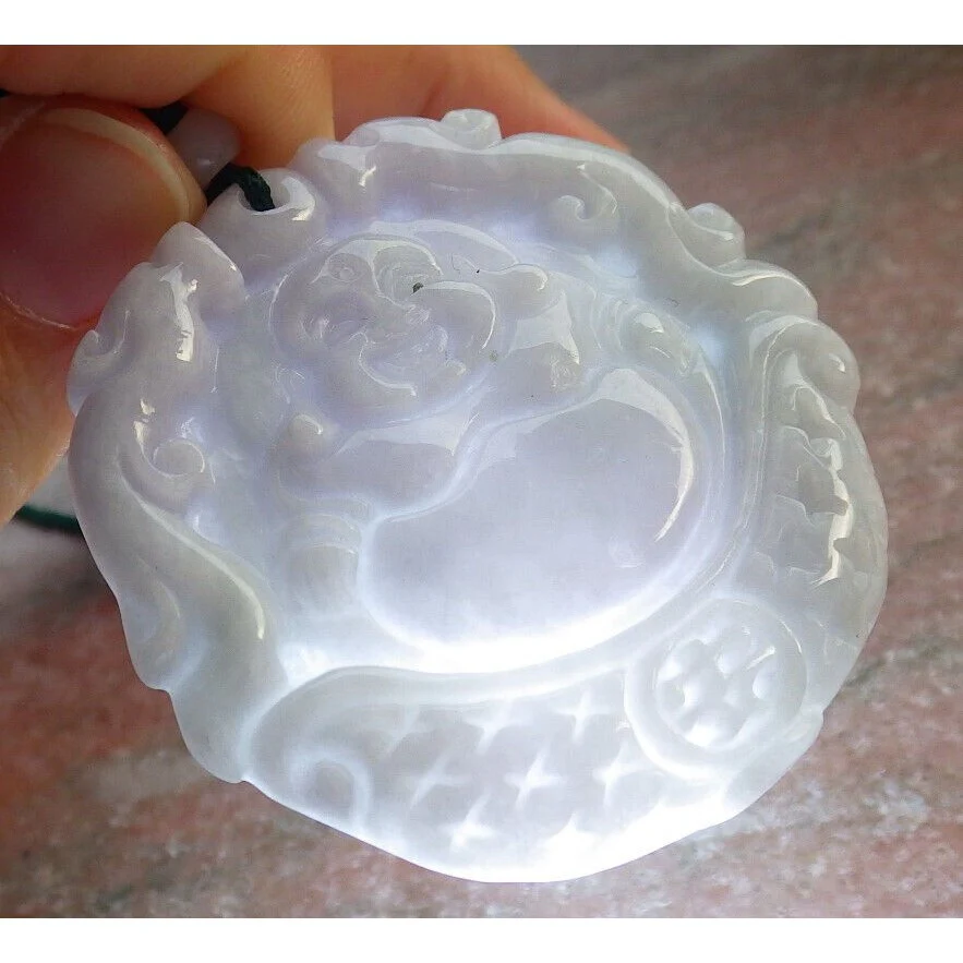 Certified Purple Burma Natural A Jade Jadeite Pendant Buddha God Dragon - Image 4