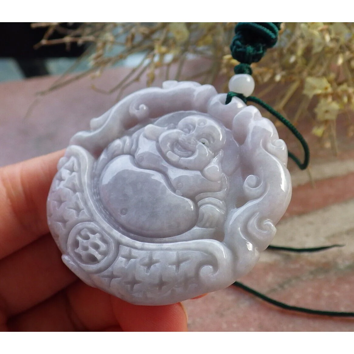 Certified Purple Burma Natural A Jade Jadeite Pendant Buddha God Dragon - Image 7