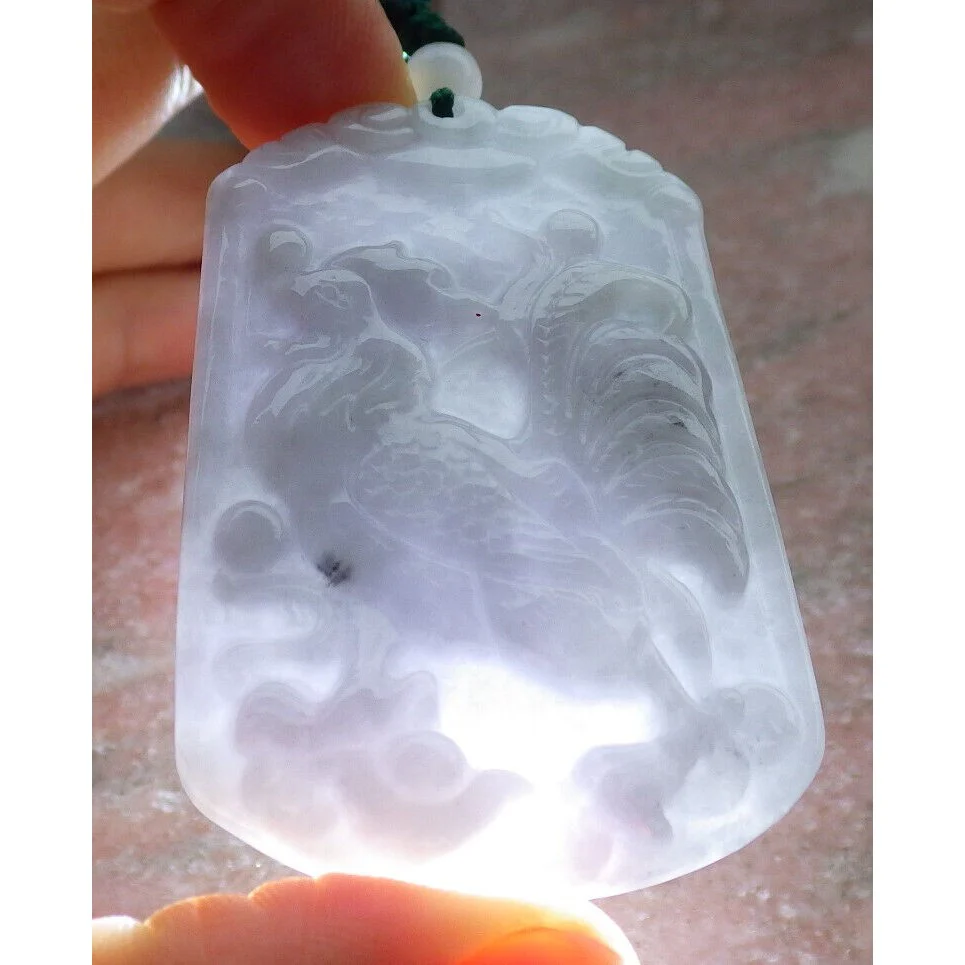 Certified Purple Burma Natural A Jade Jadeite Pendant Rooster Yuan Bao Necklace - Image 4