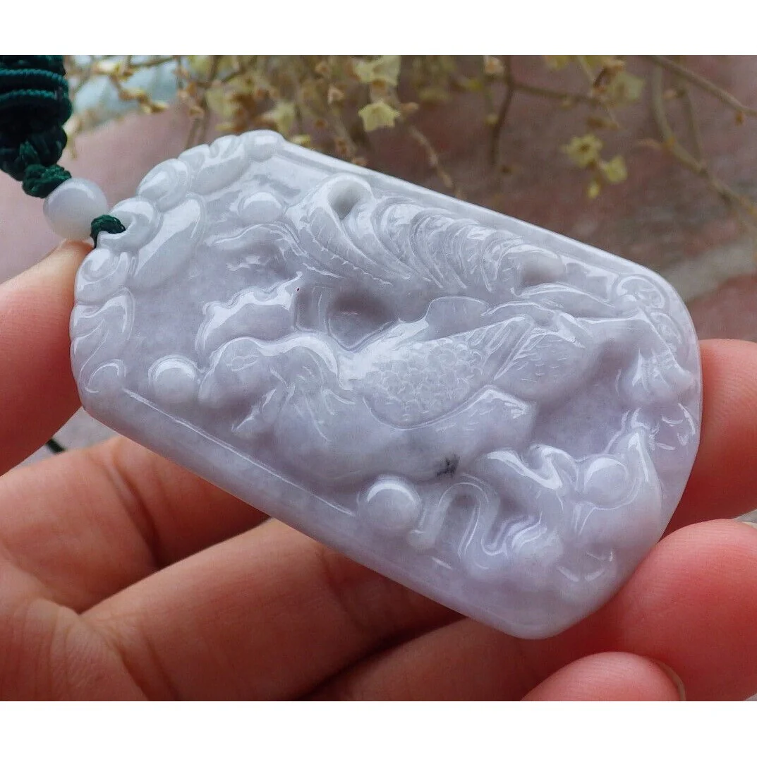 Certified Purple Burma Natural A Jade Jadeite Pendant Rooster Yuan Bao Necklace - Image 5
