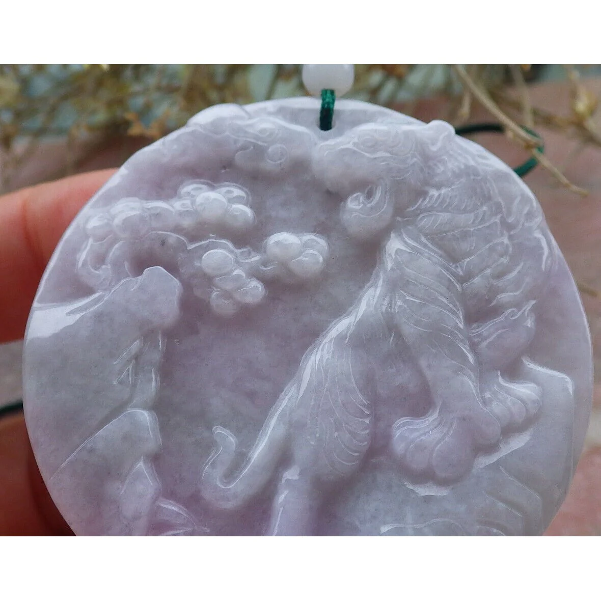 Certified Purple Burma Natural A Jade Jadeite Pendant Tiger Tree Necklace - Image 5
