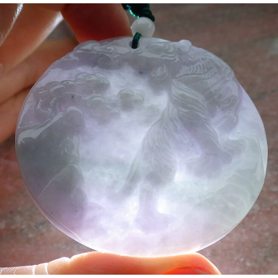 Certified Purple Burma Natural A Jade Jadeite Pendant Tiger Tree Necklace - Image 6