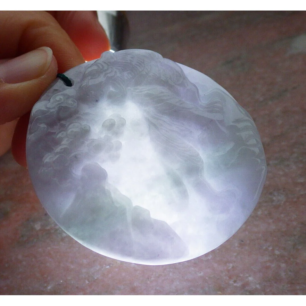 Certified Purple Burma Natural A Jade Jadeite Pendant Tiger Tree Necklace - Image 7