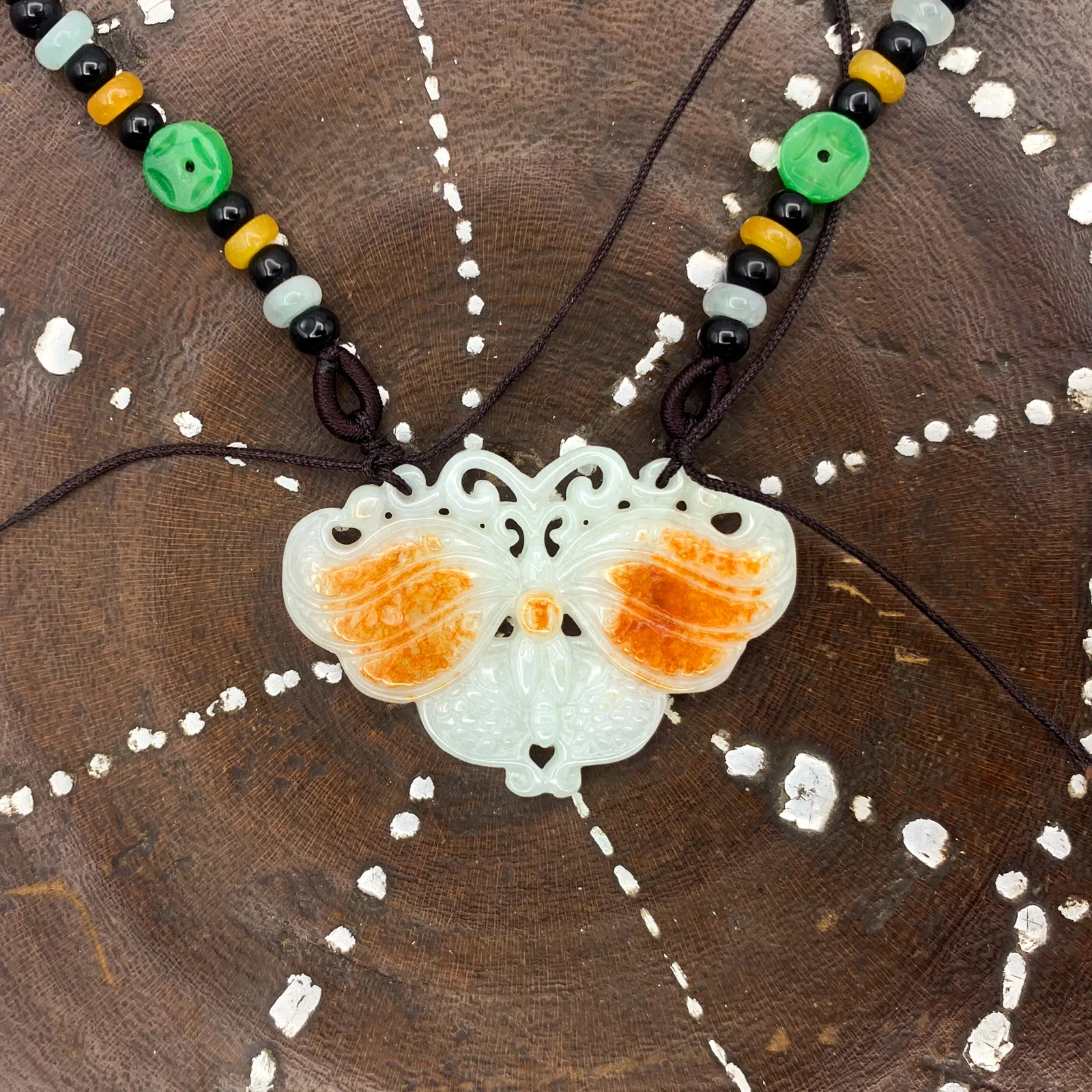 Certified Red 100% Burma Natural A Jade Jadeite Pendant Butterfly Necklace - Image 3