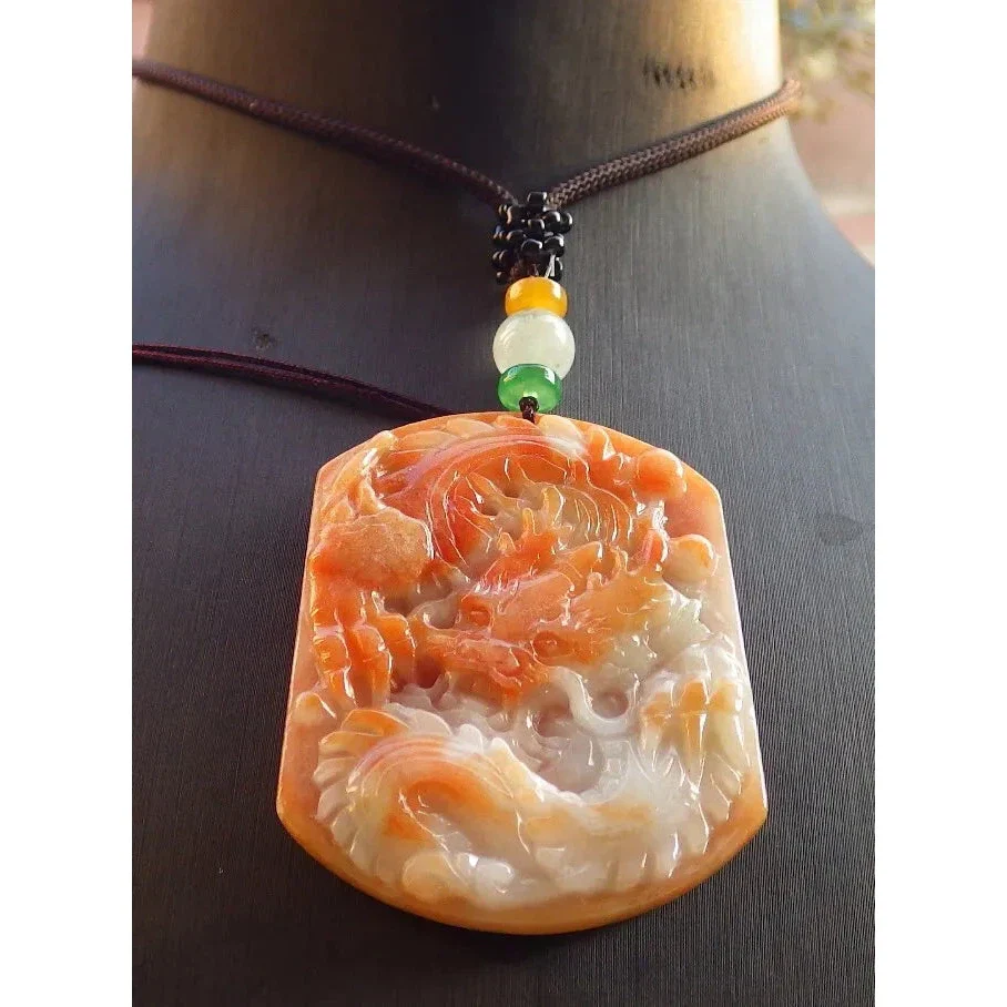 Certified Red 100% Burma Natural A Jade Jadeite Pendant Dragon Amulet - Image 12