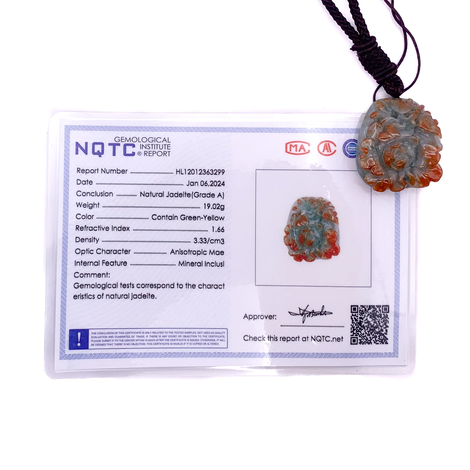 Certified Red Burma Natural A Jade Jadeite Pendant Butterfly Flower - Image 11