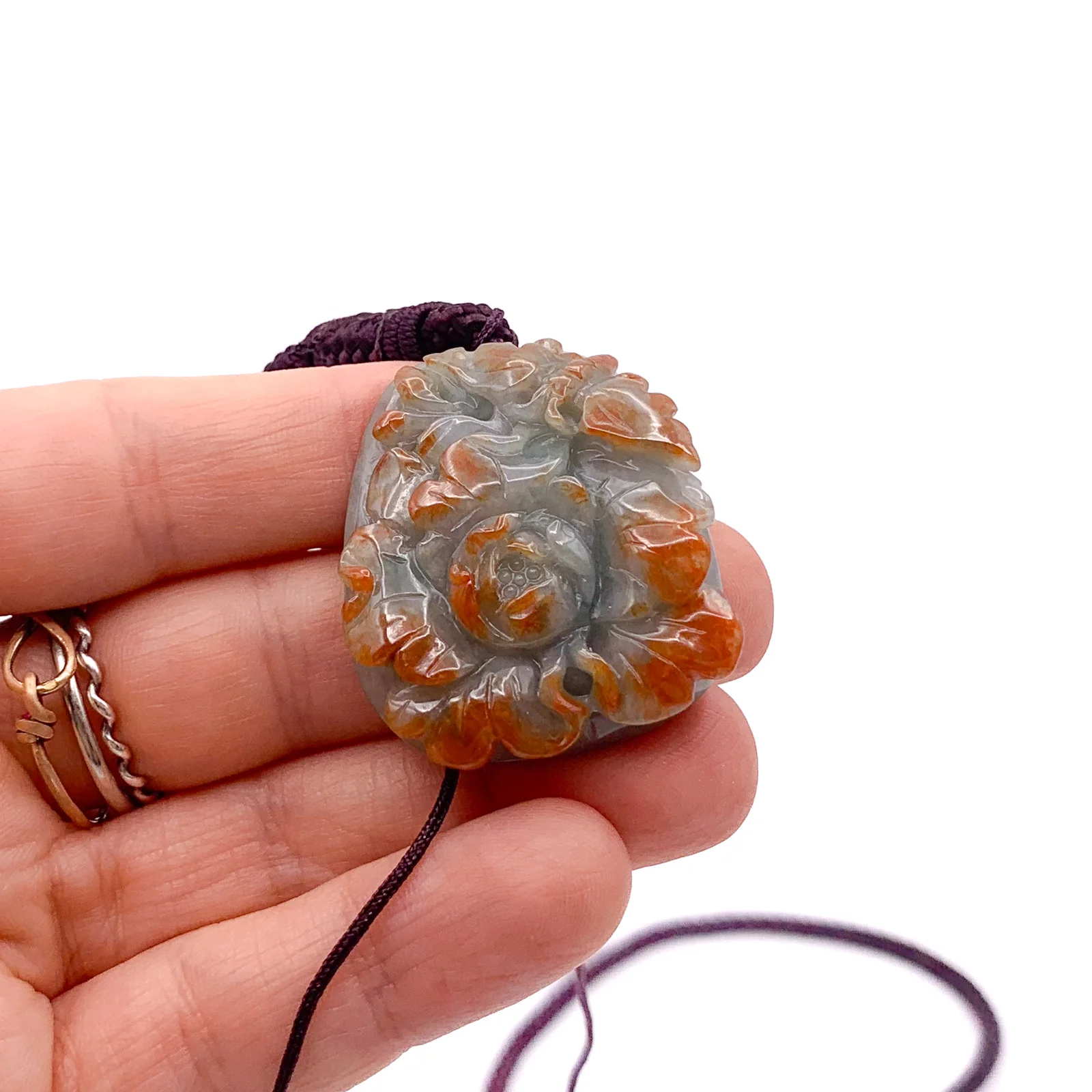 Certified Red Burma Natural A Jade Jadeite Pendant Butterfly Flower - Image 2