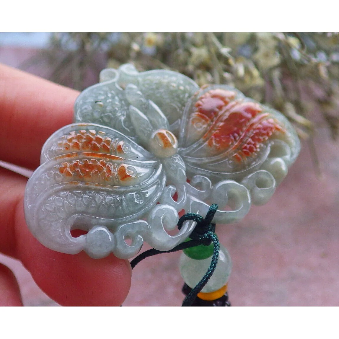 Certified Red Burma Natural A Jade Jadeite Pendant Butterfly Necklace - Image 5