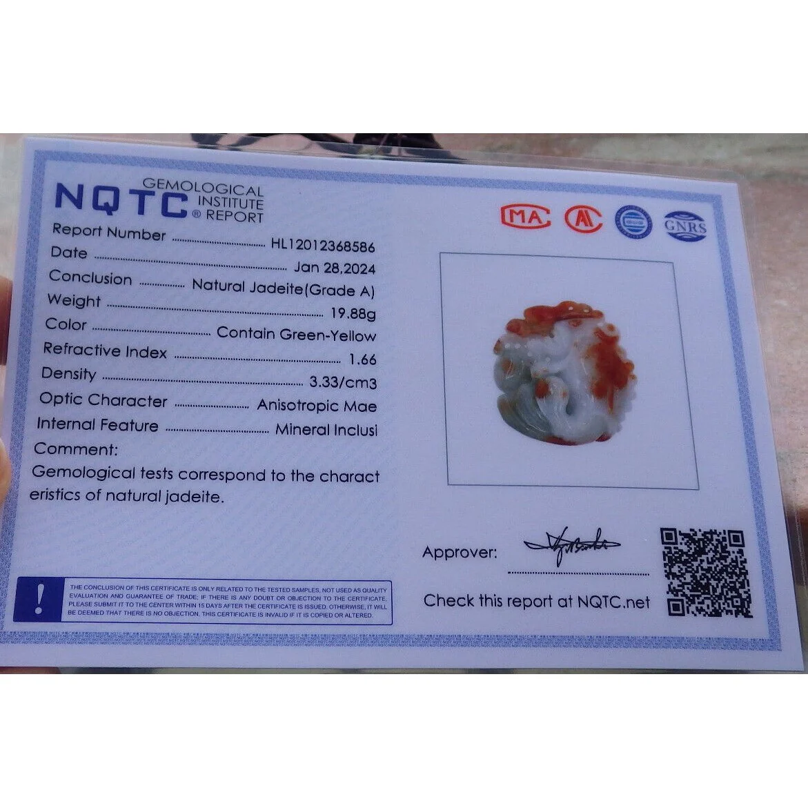 Certified Red Burma Natural A Jade Jadeite Pendant Dragon Fish Bead - Image 6