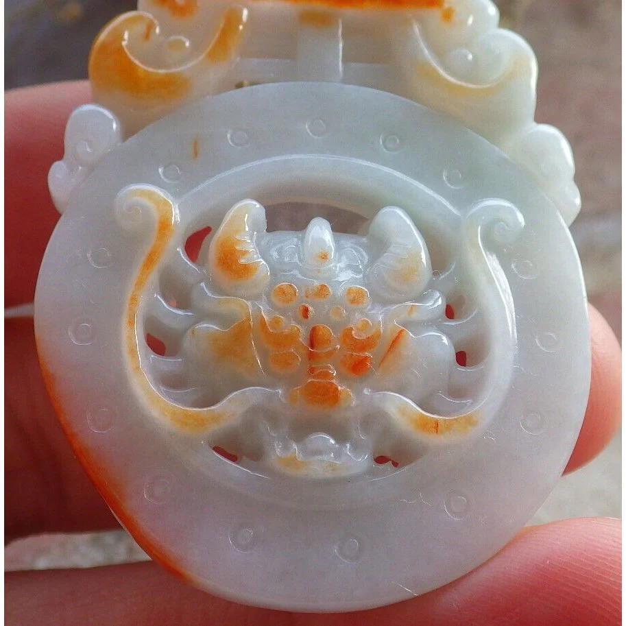 Certified Red Burma Natural A Jade Jadeite Pendant Dragon Ruyi Longevity Necklace - Image 6