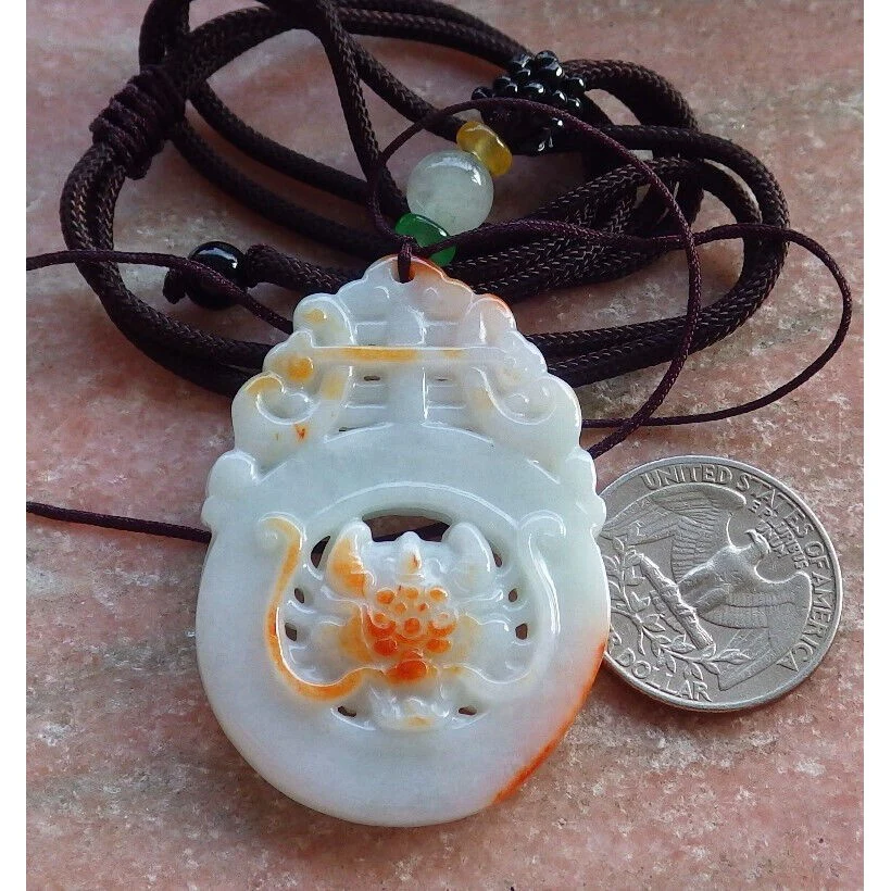 Certified Red Burma Natural A Jade Jadeite Pendant Dragon Ruyi Longevity Necklace - Image 7