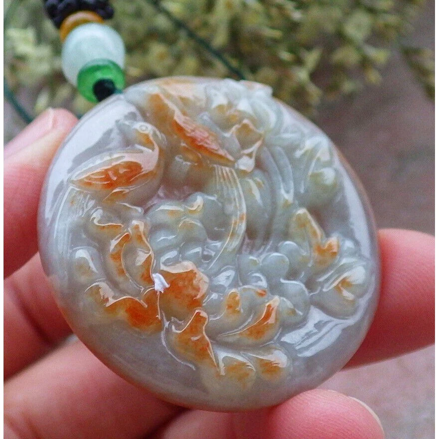 Certified Red Burma Natural A Jade Jadeite Pendant Phoenix Bird Flower Necklace - Image 3