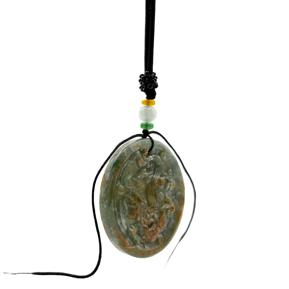 Certified Red Green Burma Natural A Jade Jadeite Pendant Dragon Bead Necklace - Image 13