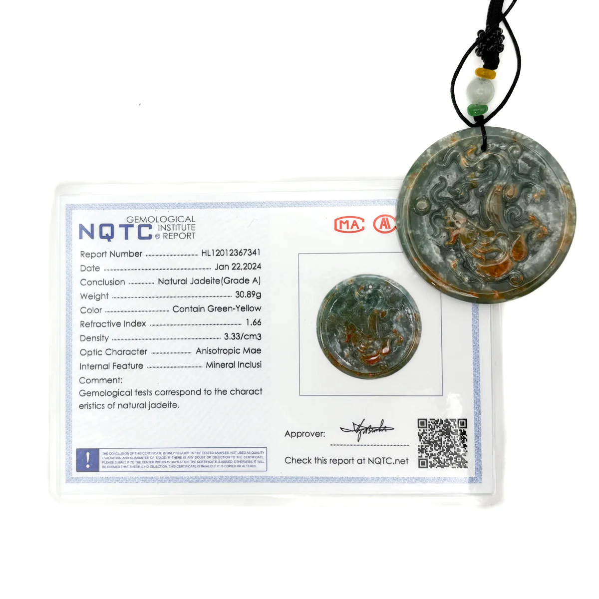 Certified Red Green Burma Natural A Jade Jadeite Pendant Dragon Bead Necklace - Image 16